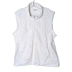 Sequin Fleece Vest Size XXL Cozy Winter Holiday Sparkle Cottagecore Grandma Chic